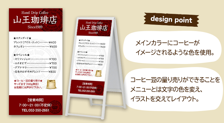 カフェ・喫茶店の看板デザイン例とデザインのコツ-コンセプトを伝えるためのデザイン例