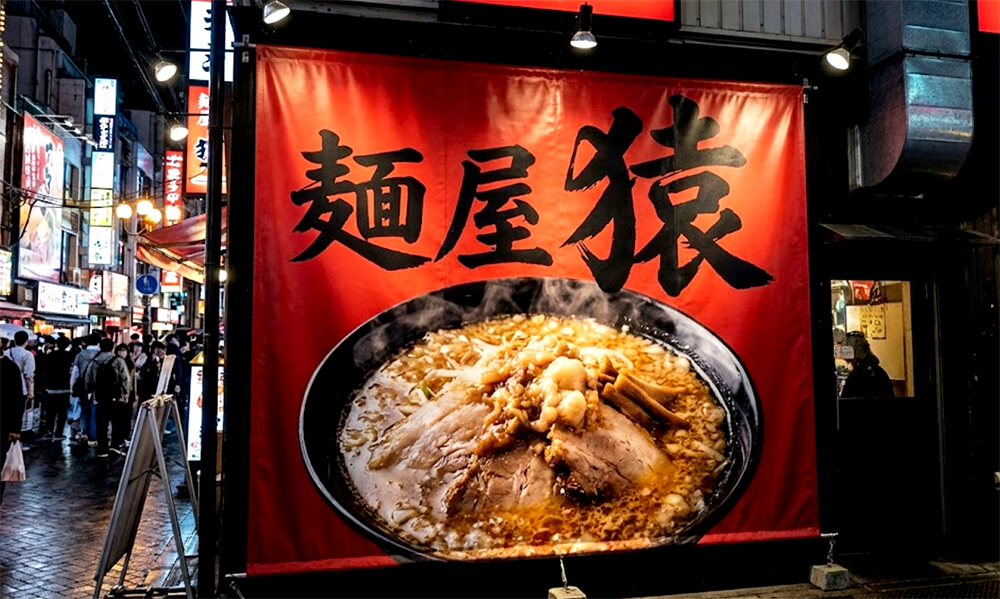 ラーメン店の店頭幕