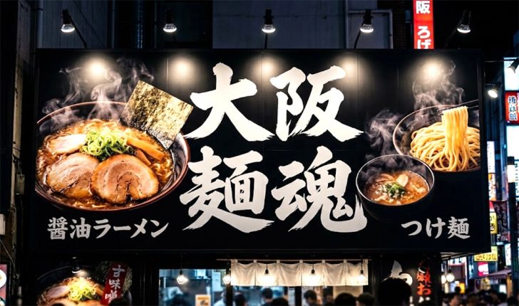 大阪ラーメン店舗の看板デザイン
