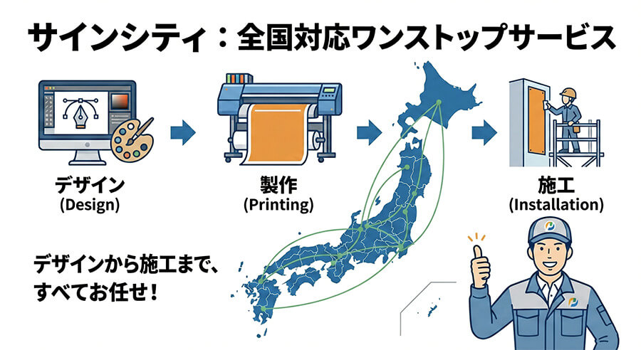 全国対応・デザイン・製作・施工のフロー図