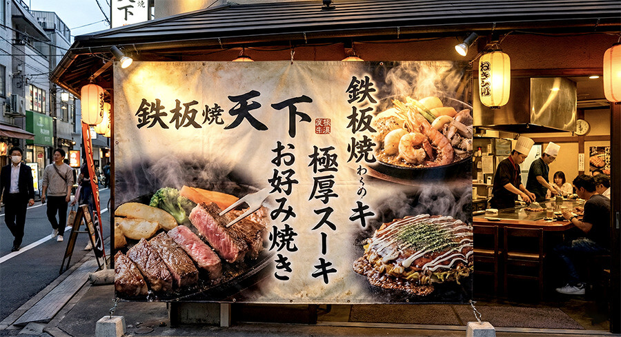 店頭幕のターポリン幕