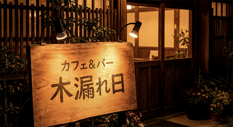 電球色の看板照明イメージ