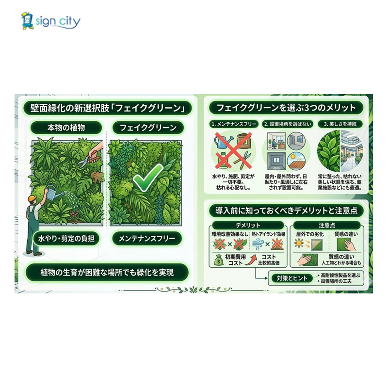 壁面緑化 フェイクグリーンのメリット