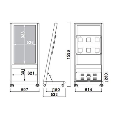 縦型デジタルサイネージ 高さ158cm 通電確認済み リモコン欠品 55インチ自立スタンド縦型ファン冷却型屋外用デジタルサイネージ