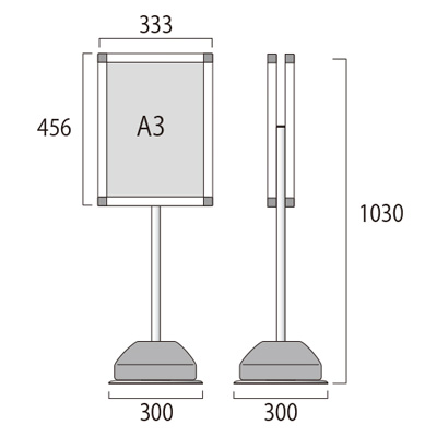 スタンド看板 屋外ポールサインスタンド A3両面 ブラック Bopss A3r 看板の激安通販ならサインシティ