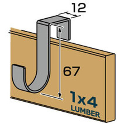 建材】DIY industrial design 1×4に掛けるフック M ID-036 | 看板の