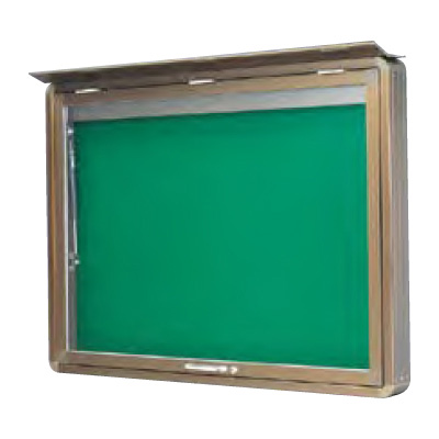 和風壁付式掲示板 W1230×H930 ブロンズ/照明付 三和サインワークス 壁面 WSE34-B(LED付) ブロンズ(引違い型) 屋外掲示板壁付和風掲示板 PHY34K　ケースサイズ：H930×W1230　屋根長さ1330mm　 掲示面：ピン仕様（グリーンレザー貼）個人宅配送不可・屋号必須-プラスマークスマーケット本店