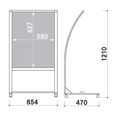 回転式看板高さ148.5横幅37 回転式看板高さ148.5横幅37 回転式両面表示板 857－37 赤