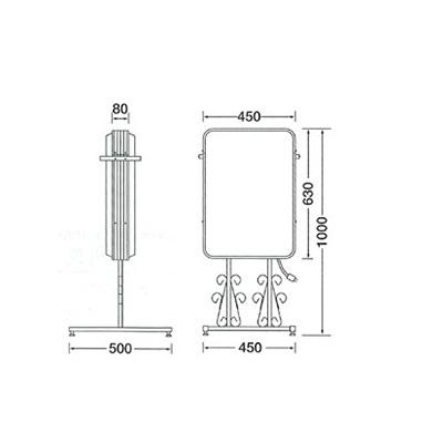 電飾スタンド看板】三和サインワークス 152角丸アルミ唐草スタンドLED