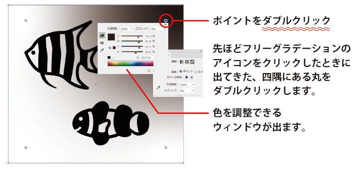 Illustratorの「フリーグラデーション」