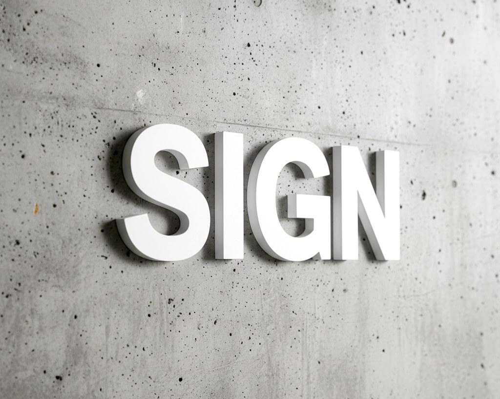 コンクリート壁面へカルプ文字を取り付けた画像