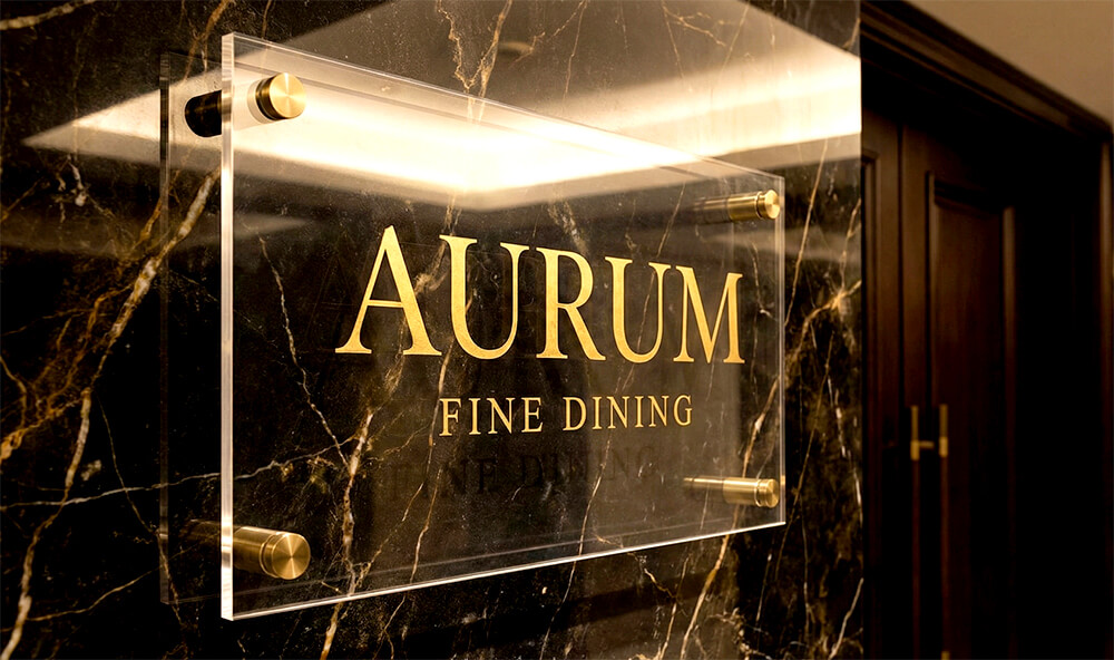 高級感のある透明なアクリル看板の例