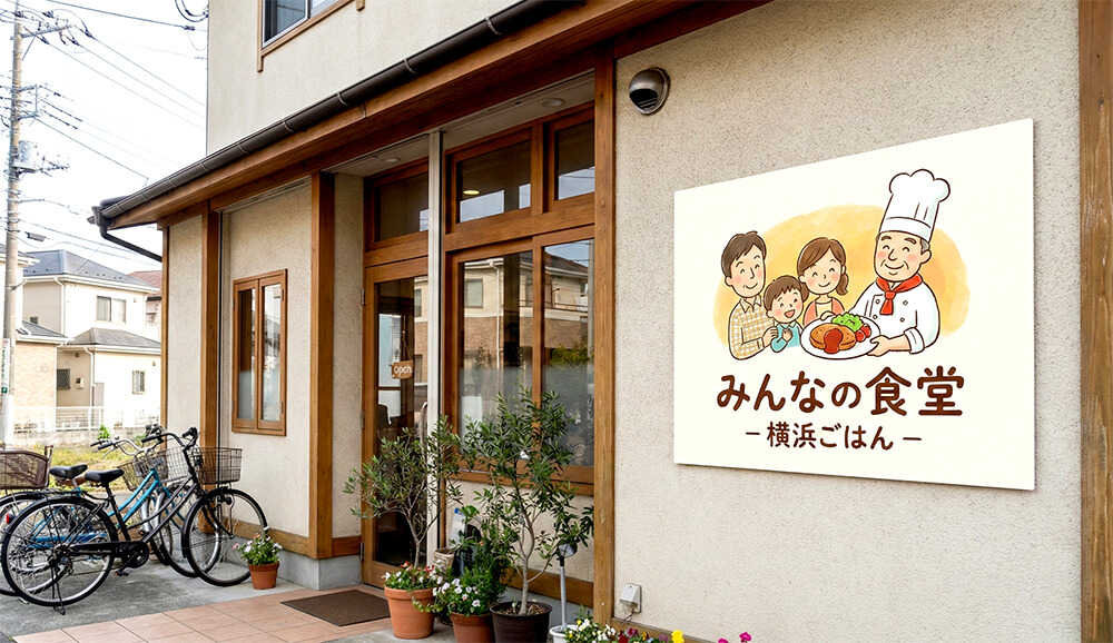 横浜 飲食店看板 手書き風 イラスト アルミ複合板 親しみやすい