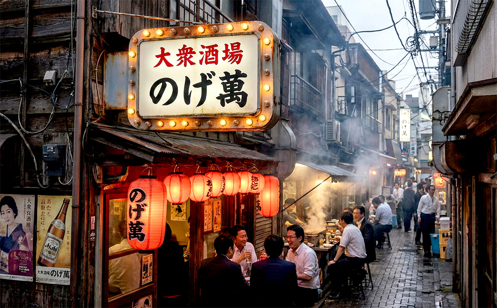 横浜野毛 居酒屋看板 レトロ 突き出し看板 赤提灯