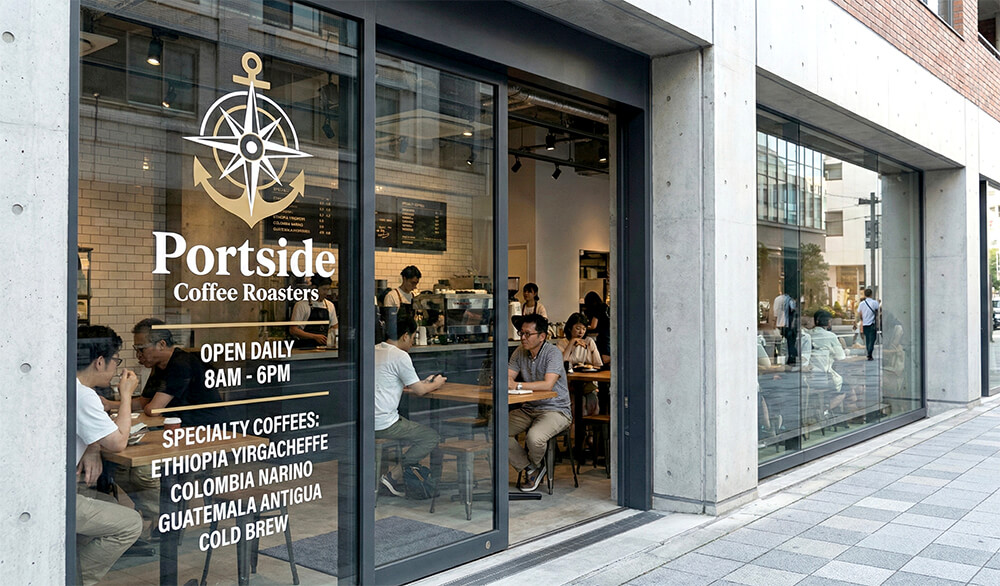 横浜関内 カフェ ウィンドウサイン おしゃれ カッティングシート