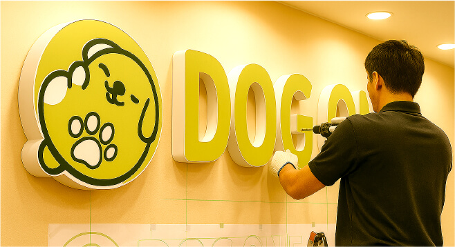 カルプ文字・看板施工風景2