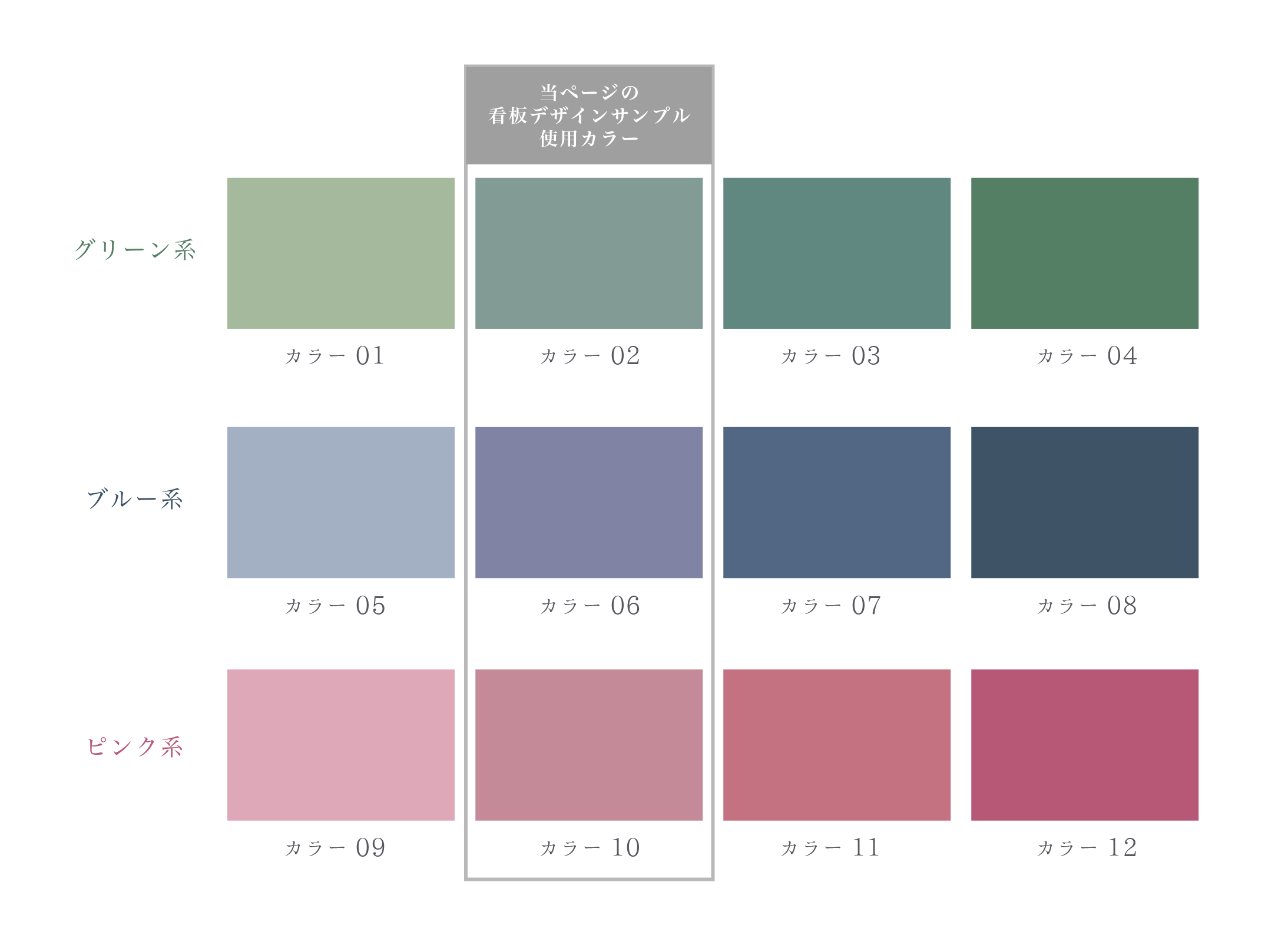 看板デザイン制作カラーチャート