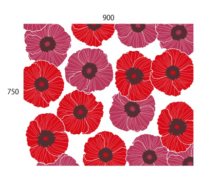 フロアサイン　ラバーマット　900×750(mm)　花(赤)