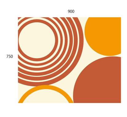 フロアサイン　ラバーマット　900×750(mm)　波紋(オレンジ)