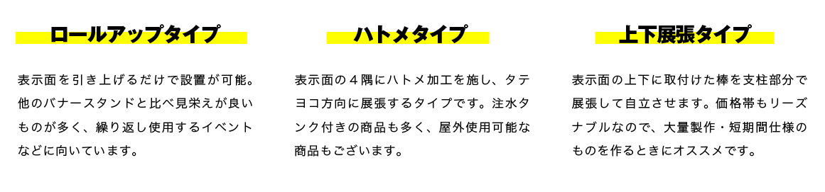 バナースタンドの種類説明