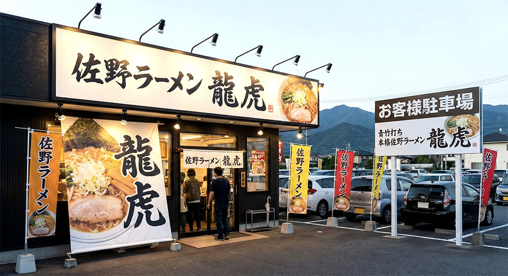 栃木の佐野ラーメン店舗・看板施工事例1